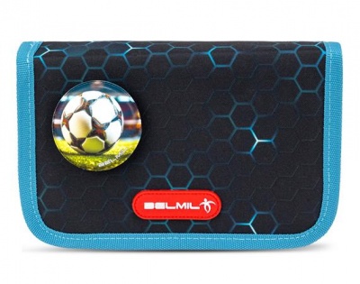 Tolltartó, klapnis, cipzáras, BELMIL "Kick the Ball", fekete- kék, foci